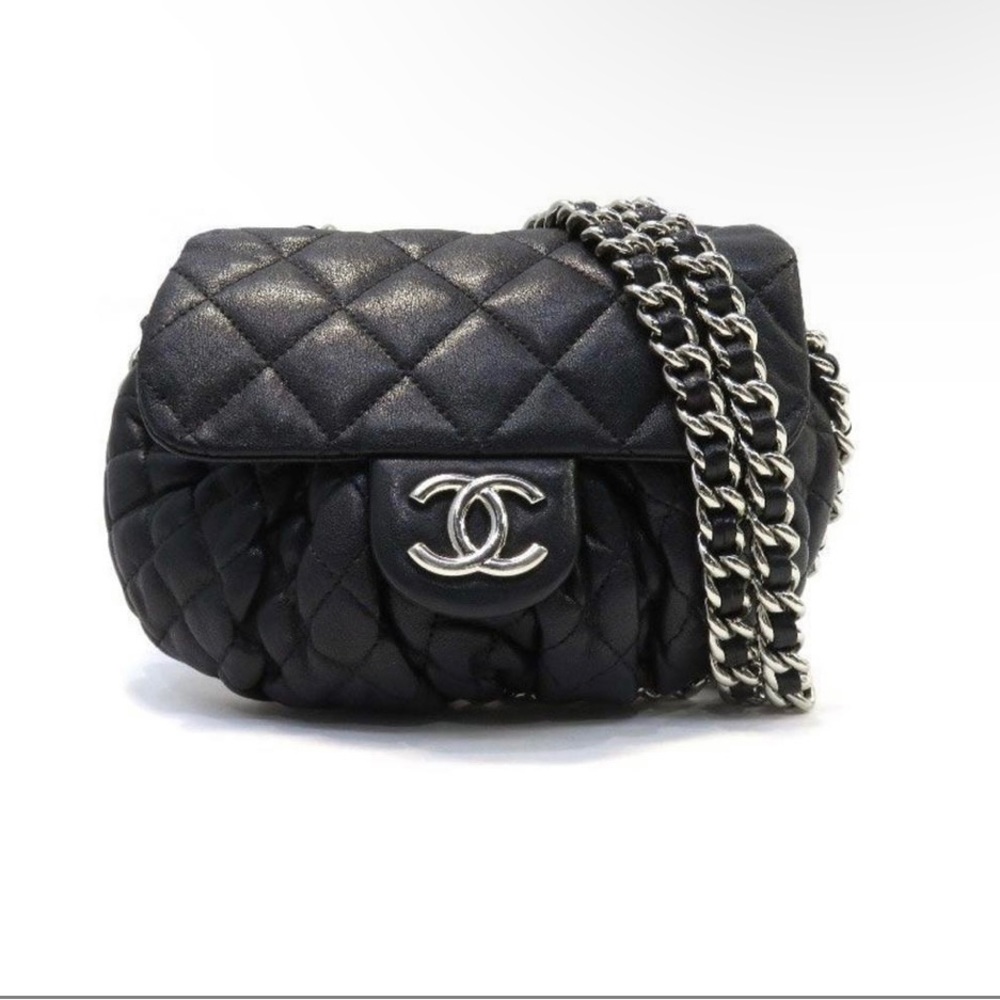 Chanel Matrasse Chain Around Lambskin Black Leather Shoulder Bag